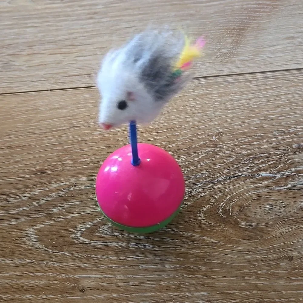 Interactive Furry Toy for Small Pets Pink Feather Toys Cat Kitty Colorful